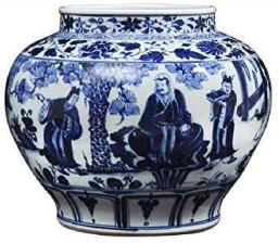 Blue & White Porcelain Vases Creative Vase New Chinese Ceramic Antique Blue and White Porcelain Home Art Decoration Vase Office, Wedding, Party Decor Vase Ceramic Flower Vase