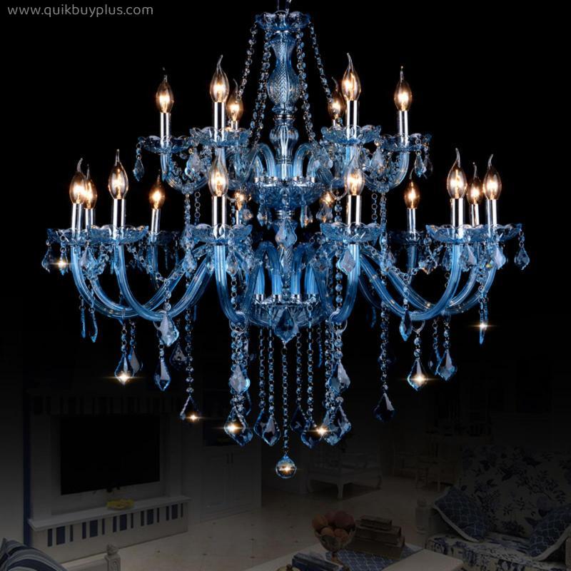 Blue K9 Crystal Chandelier Lustre Crystal Chandeliers Lustres De Cristal Chandelier LED Without Lampshade Light Bule