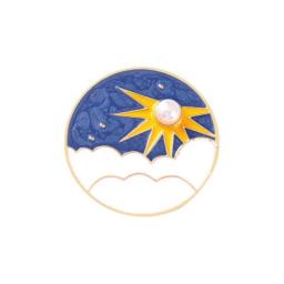 Blue Sky Scenery Enamel Pins Cloud Sun Red Moon Pearl Brooches Custom Badge Accessories Cute Gift for Friends Kids Jewelry