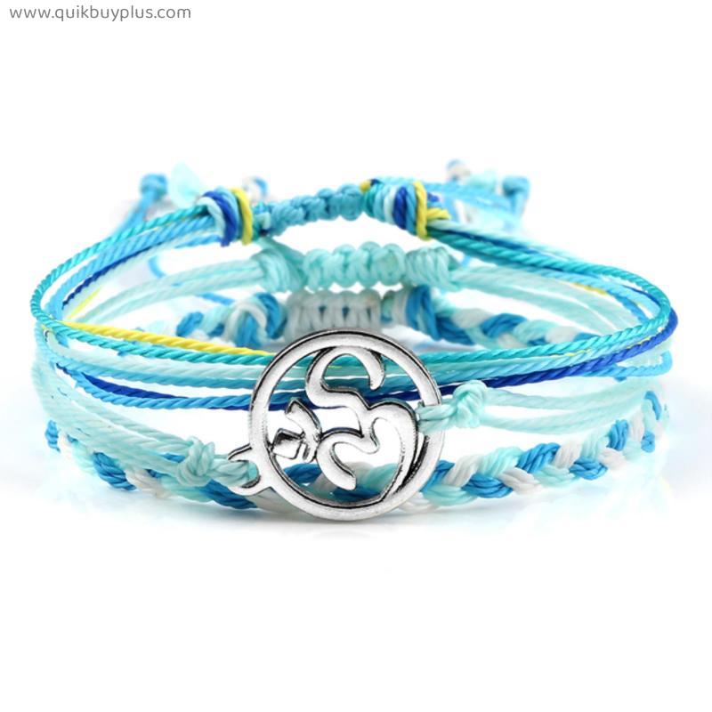 Blue White Tibetan Bracelet OM Symbol Thread Rope Wax Tree Of Life Women Man Adjustable Handmade Lucky Couple Jewelry Gifts