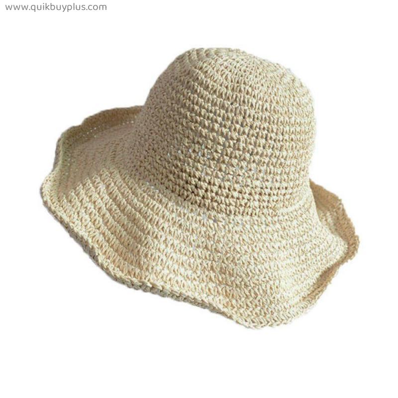 Bow Sun Hat Wide Brim Floppy Summer Hats For Women Beach  Straw Dome Bucket Hat Femme Shade Hat