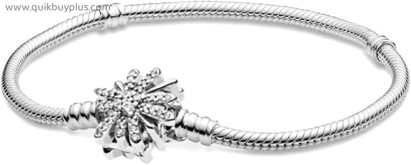 Bracelet Silver Ice crystal snowflake bracelet jewelry charm for bead fashion women bracelet diy jewelry gift jewellery (Length : 20cm)