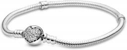 Bracelet Heart Snake Bone Chain Charm For Bead Sterling Silver Sparkling Bracelet Women Bracelet Jewelry Gift Jewellery (Length : 21cm)