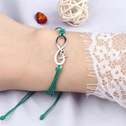 Braided Rope Bracelet Silver Color Infinite Bracelets&Bangle Multiple Color Handmade Adjustable For Women/Men Jewelry Lucky Gift