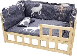 Bseack Dog Bed Elevated with Bedding All Solid Wood Frame Indoor Detachable Wooden Pet Cot for All Seasons(Size:80 * 50,Color:Upgrade)