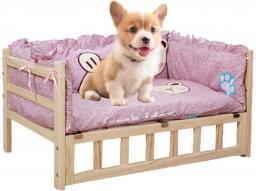 Bseack Indoor Removable Dog Bed Elevated with Bedding Four Seasons Universal Moisture-proof Wooden Orthopedic Pet Cot(Size:50 * 40,Color:Luxury)
