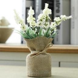 Burlap Fridge Magnets Lavender Plant Potted Artificial Flowers Bonsai