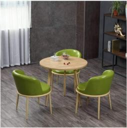 Business Dining Table Set Space-Saving Furniture, Balcony Small Round Table 4 Chairs Business Hall Western Restaurant Hotel Reception Lounge Office Bedroom Study Room Living Room ( Color : Green )