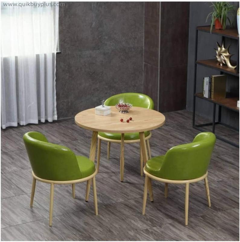 Business Dining Table Set Space-Saving Furniture, Balcony Small Round Table 4 Chairs Business Hall Western Restaurant Hotel Reception Lounge Office Bedroom Study Room Living Room ( Color : Green )