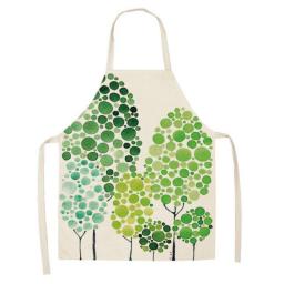 Butterfly Flower Printed Kitchen Aprons for Women Cotton Linen Home Cooking Baking Waist Bib Pinafore Barista BBQ Cleaning Tools