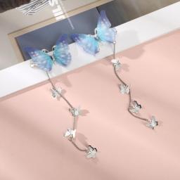 Butterfly Hairpins New Korean Yarn Elegant Metal Tassel Long Hair Clips For Women Hanfu Antique Party Hair Accessories