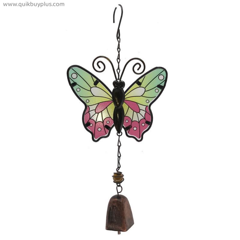 Butterfly metal windbell iron glass painted handicraft jewelry family hanging decoration