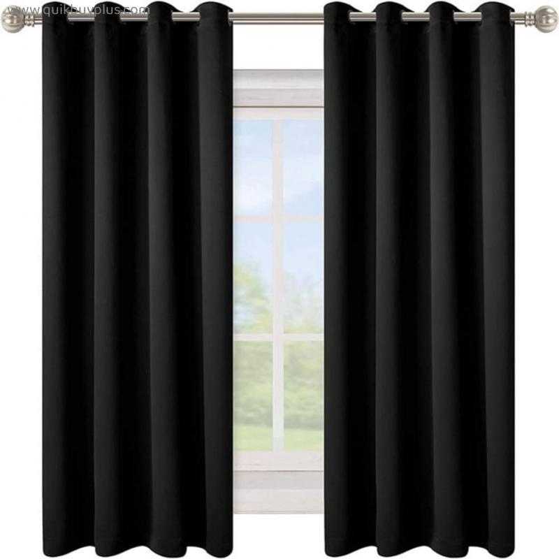 CCCYT Blackout Curtains for Bedroom Thermal Insulated Ring Top Blackout Curtains 2 Panels Living Room Home,Bright Yellow,1.32m x 1.83m