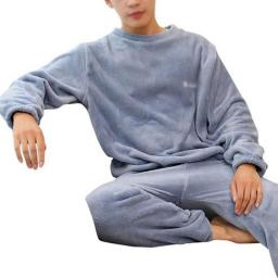 CFSNCM Flannel Men's Winter Pajamas Thick 3-Layer Cotton Warm Pajama Sets Casual Plaid Pajama Homewear (Color : B, Size : One Size)