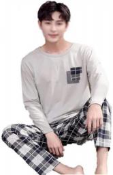 CFSNCM Men Clothing Winter Cotton Pajamas Men Pijama Male Pajama Sets Lounge Sleepwear Gift (Color : A, Size : 4XL Code)