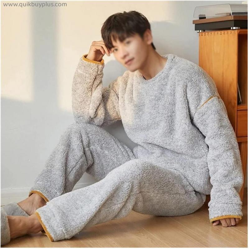 CFSNCM Men Clothing Winter Cotton Pajamas Men Pijama Male Pajama Sets Lounge Sleepwear Gift (Color : B, Size : XXXL Code)