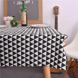 CFWL Black And White Gray Triangle Geometric Tablecloth Simple Tablecloth Tablecloth Cotton Linen Cover Towel Dot Tablecloth Tablecloths Round Tablecloths Black Tablecloths Grey 120*160Cm