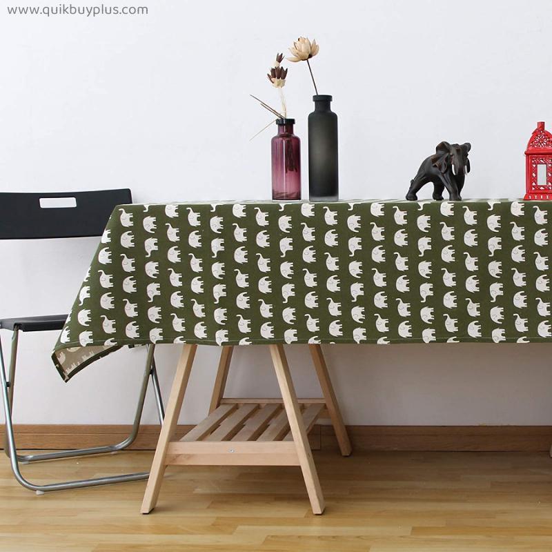 CFWL Cute Green Pastoral Tablecloth Children'S Fabric Cotton And Linen Computer Coffee Table Dining Table Cover Cloth Plastic White Linen Tablecloths Rectangular Wipe Clean Green 140 * 180Cm