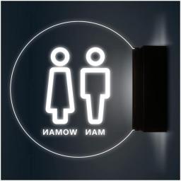 CHUANGRUN Restroom Sign LED, Bathroom Lighted Edge Lit Sign, Ladies Mens Gents Women Acrylic LED Sign, Restroom Signs For Business, Installation On The Right