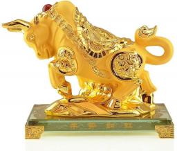 COLiJOL Feng Shui Ornaments Chinese Zodiac OX Year Golden Resin Collectible Figurines Decoration for LuckWealth Perfect for Your Home or Office-Decor Decor