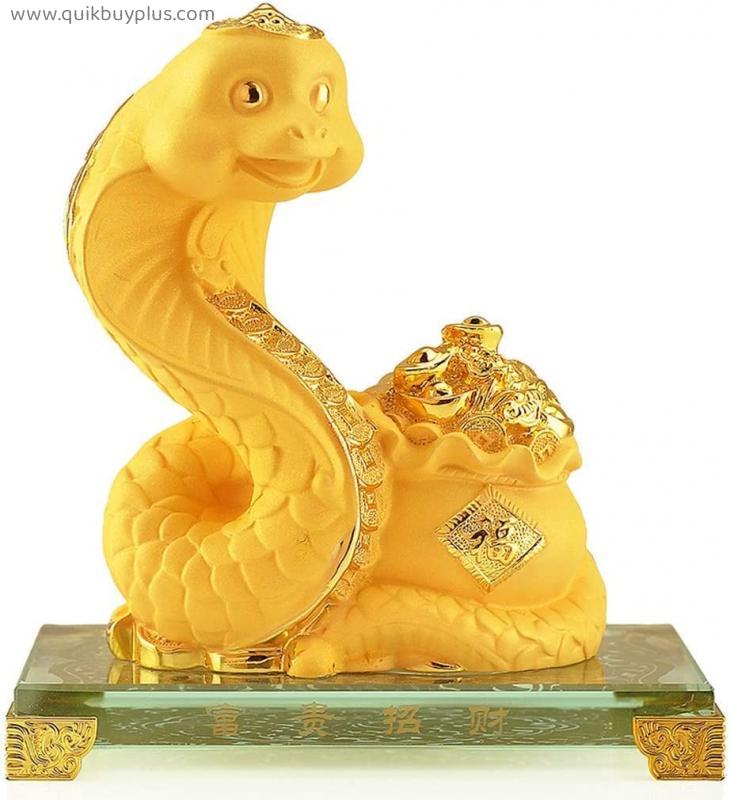 COLiJOL Feng Shui Ornaments Chinese Zodiac Snake Statue Geomantic Ornament Resin Collectible Figurines Decoration for LuckWealth Perfect for Your Home or Office Decor