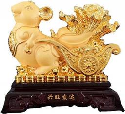 COLiJOL Feng Shui Ornaments Decoration Resin Rat With Baicai/Cabbage Collectible Figurines Table Decor Statue Home Decoration