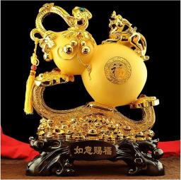 COLiJOL Feng Shui Ornaments Exquisite Housewarming Gift Wealth Prosperity Statue Golden Resin Collectible Figurines Decoration for LuckWealth Perfect for Your Home Or Office Decor