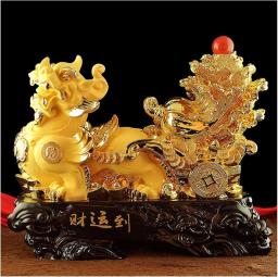 COLiJOL Feng Shui Ornaments Resin Collectible Figurines Home Office Lucky Decoration Living Room Decoration Housewarming Opening Gift Home Decoration Attract Wealth and Good Luck Decor