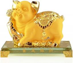 COLiJOL Feng Shui Ornaments Statues Wealth Prosperity Statue Home Decoration Attract Wealth and Good Luck,Decor Chinese Zodiac Pig Resin Collectible Figurines Decor
