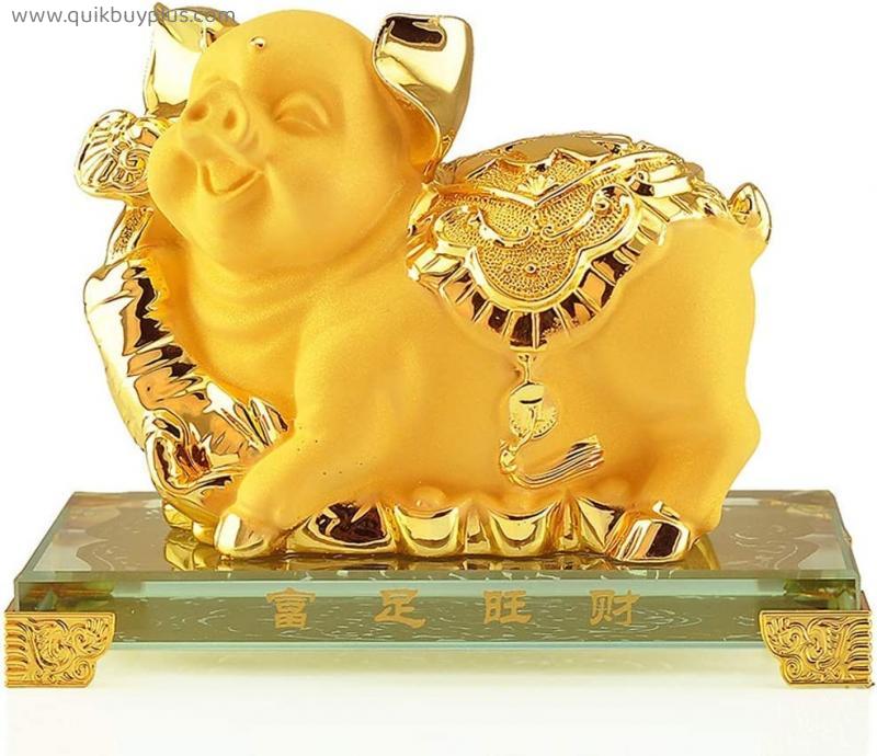 COLiJOL Feng Shui Ornaments Statues Wealth Prosperity Statue Home Decoration Attract Wealth and Good Luck,Decor Chinese Zodiac Pig Resin Collectible Figurines Decor