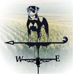 CRADZZA Rottweiler Dog Decorative Wind Vane, Black Stainless Steel Weather Vane, Retro And Durable Anti-UV, Garden Mount Yard Decoration For Farm Retro Durable Scene (Color : Black)