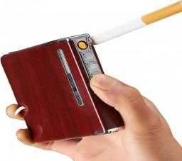 CS-DRMT Mahogany Grain Cigarette Case Lighter Creative Usb Rechargeable Cigarette Lighter Aluminum Alloy Automatic Cigarette Case