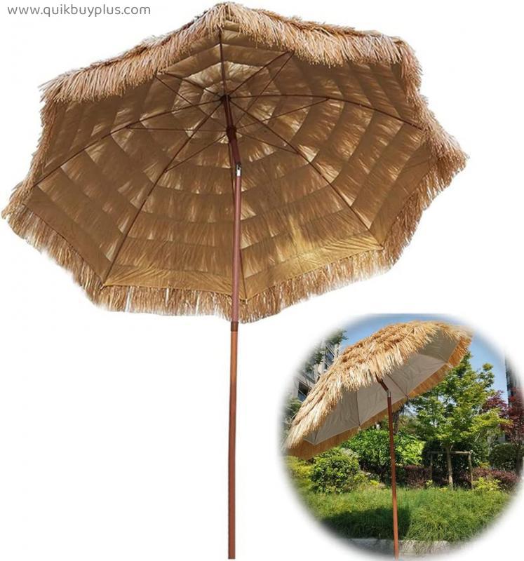 CS-DRMT Strandschirm ,Diameter 180 cm Beach Umbrella Balcony Umbrella Garden Umbrella Round Party Umbrella Tilt Function Height Adjustable Natural Colour Patio Umbrella