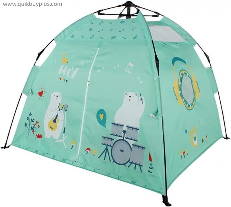 CSQ-outdoor ChangSQ-123ing Indoor Children's Tent,Toy House Tent Pop Up Play Tents Kids Automatic Tent for Beach,Camping(Green, Pink with Cartoon Pictures) Children's Play House