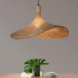 CSYSKV Chinese Style Bamboo Ceiling Chandelier Lamp, Chandelier Hand Woven Rattan Pendant Light Creative Retro Japanese Style Decorative Bamboo Lamp Natural And Rustic Lampshade