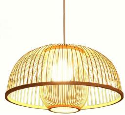 CSYSKV E27 Bamboo Hanging Lamp Fixtures, Retro Handwoven Wicker Lampshade Pendant Light, Ceiling Chandelier Lighting Fixture, Japanese-Style Hanging Lamp For Tatami Farmhouse Kitchen