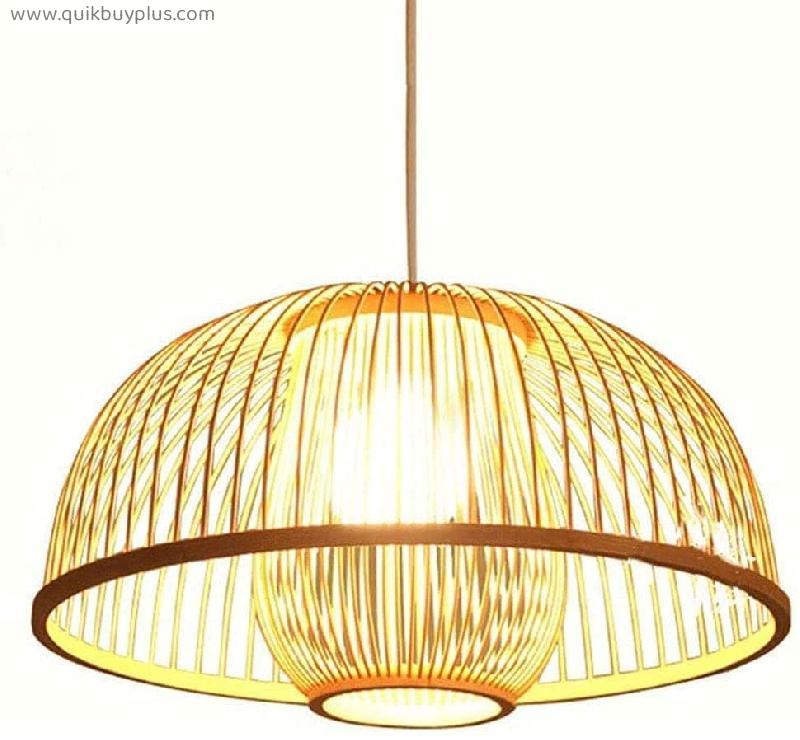 CSYSKV E27 Bamboo Hanging Lamp Fixtures, Retro Handwoven Wicker Lampshade Pendant Light, Ceiling Chandelier Lighting Fixture, Japanese-Style Hanging Lamp For Tatami Farmhouse Kitchen