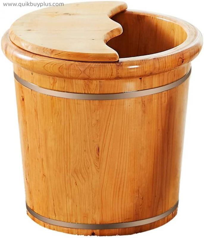 CYLQ Foot Soaking Bath Basin，wood Footbath Bucket，Large Size For Soaking Feet，Pedicure And Massager Tub For At Home Spa Treatment Tired Feet 40cm (Color : Beige)