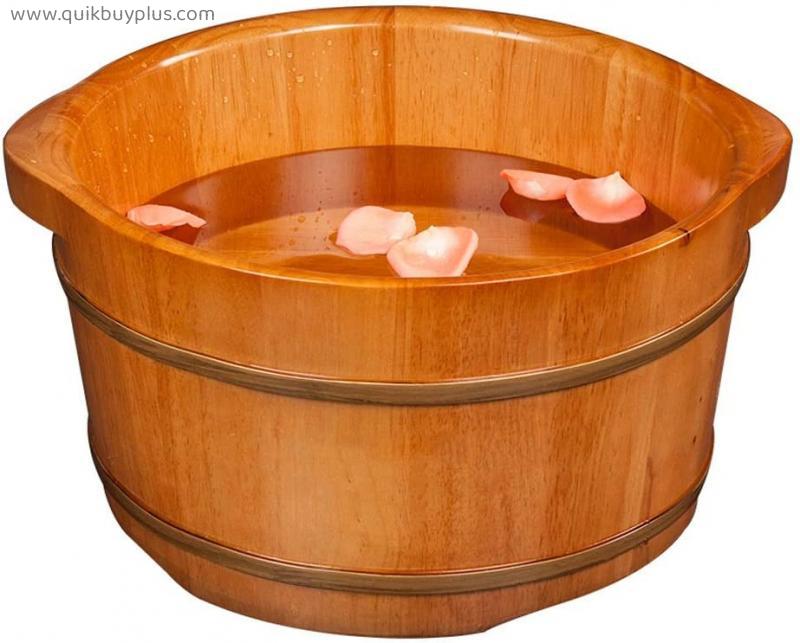 CYLQ Foot Spa Massager, Foot Tub For Soaking Feet Wood Foot Wash Footbath Bucket，Pedicure And Massager Basin For Home Spa Treatment Sore Feet 21cm (Color : Beige)