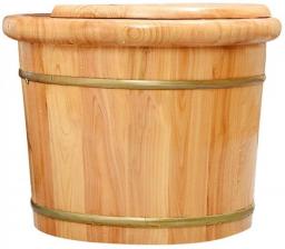 CYLQ Foot Tub For Soaking Feet With Lid，Thick Sturdy Wood Spa Foot Wash Basin For Pedicure And Massage，Footbath Bucket Soak Tired And Sore Feet，24cm (Color : Wood Color+b)