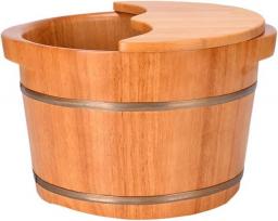 CYLQ Foot Tub For Soaking Feet With Lid，Wood Massaging Pedicure Spa Basin For Soaking Your Tired And Sore Feet，Big Footbath Bucket And Soaker Bowl 24cm (Color : Yellow Wood)