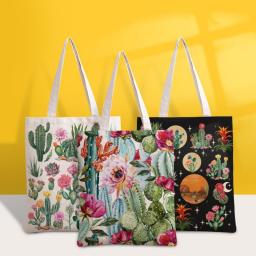 Cactus flower handbag diagonal shoulder canvas bag logo advertising gift handbag canvas bag
