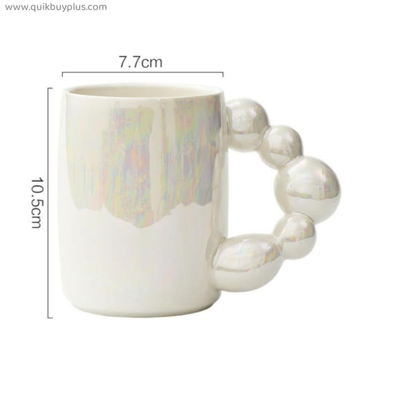 Calabash Handle Coffee Mugs Creativity European Modern Colorful Pearl Glaze Ceramic Milk Cup Juice Cups Office Desktop Drinkware