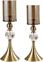 Candle Holders Candelabras 2Pcs Classical Crystal Glass Metal Candle Holders Elegant Design Candlestick Wedding Table Centerpiece/Ornaments for Living Room GCSQF210728