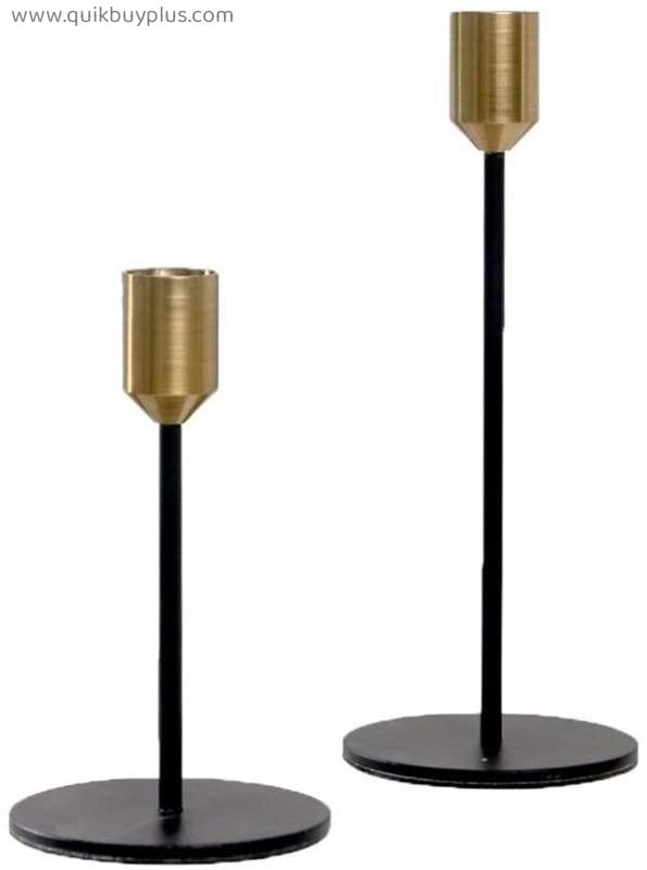 Candlestick Holders Candelabra Stand 2pcs Modern Style Gold Black Metal Candlesticks Wedding Decoration Candlestick Home Decor Bar Party Candle Holders GCSQF1010 (Color : Small and Large)