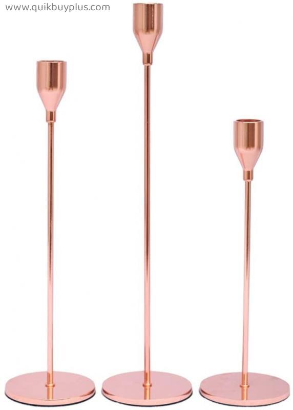 Candlestick Holders Candelabra Stand 3pcs Rose Gold Candle Holder Retro Candlestick for Pillar Candles Gift for Wedding Party Dining Home GCSQF1010
