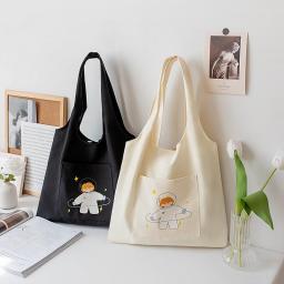 Cartoon Boy Canvas Bag Women's Shoulder Bag Student Handbag Casual Large Capacity Shopping Bag