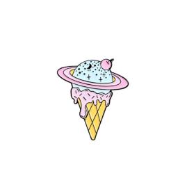 Cartoon Food Summer ice cream Enamel Pins Universe planet Ice cream Brooches Badges Lapel Clothes Bag Pins Women Jewelry Gifts
