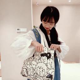 Cartoon Large-Capacity Student Hand-Held Canvas Bag Cloth Bag Girl Children's School Shoulder Bag Grocery Shopping Bag