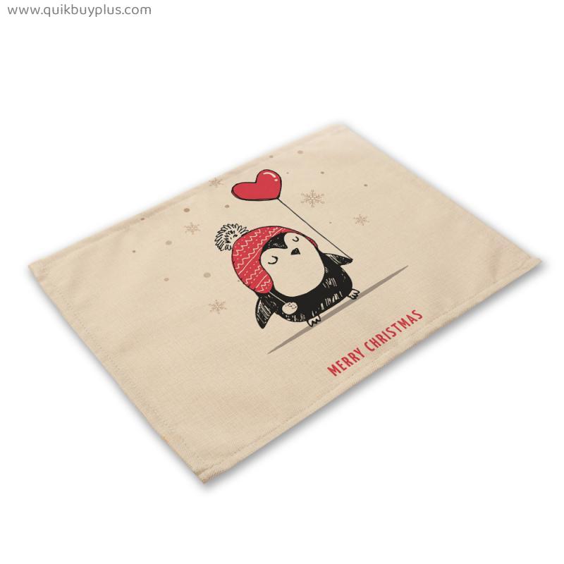 Cartoon Penguin Series Anti-Slip Anti-Fouling Kitchen Table Placemats Easy-to-Clean Placemats Insulation Pads
